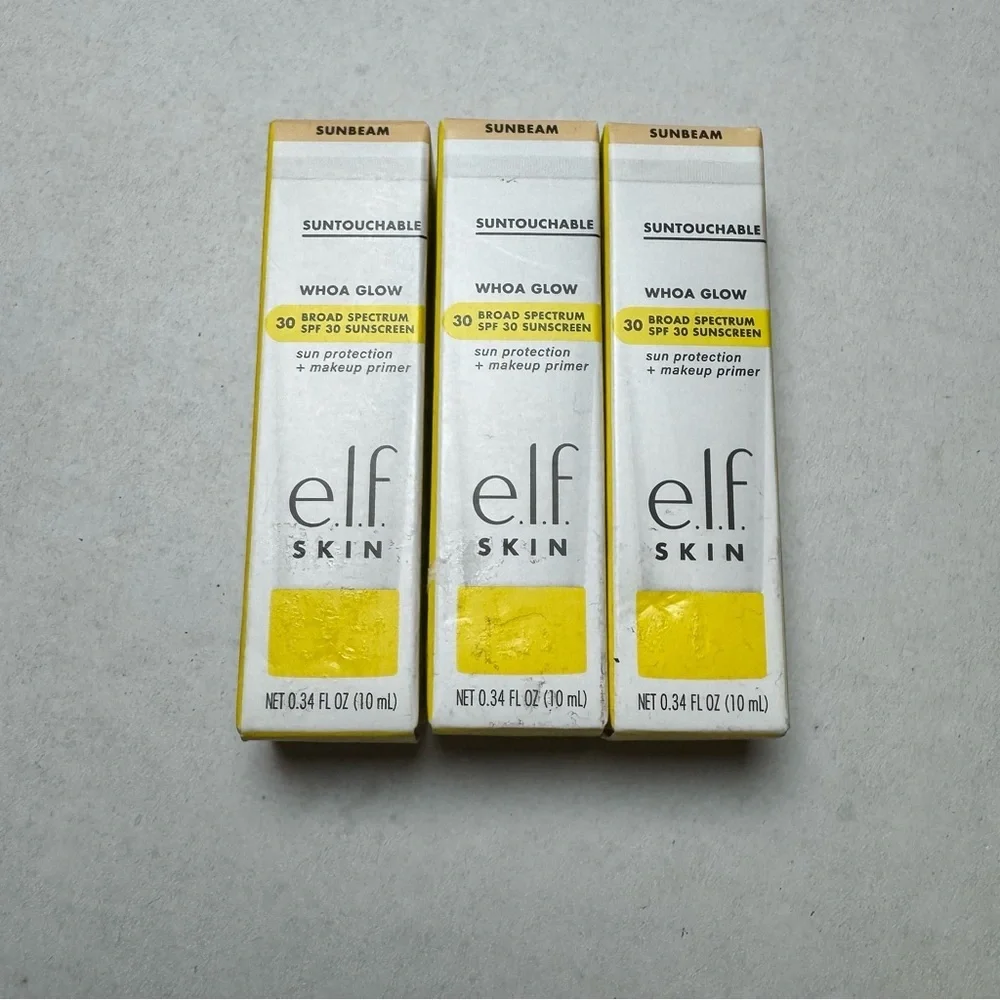 3 e.l.f. SKIN Suntouchable Whoa Glow SPF 30 Sunscreen & Primer Mini, Sunbeam